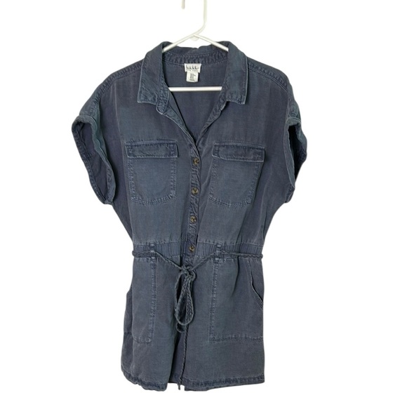 Nicole Miller linen lyocell romper ,XL, braided belt tie, button front,comfy - Picture 3 of 14